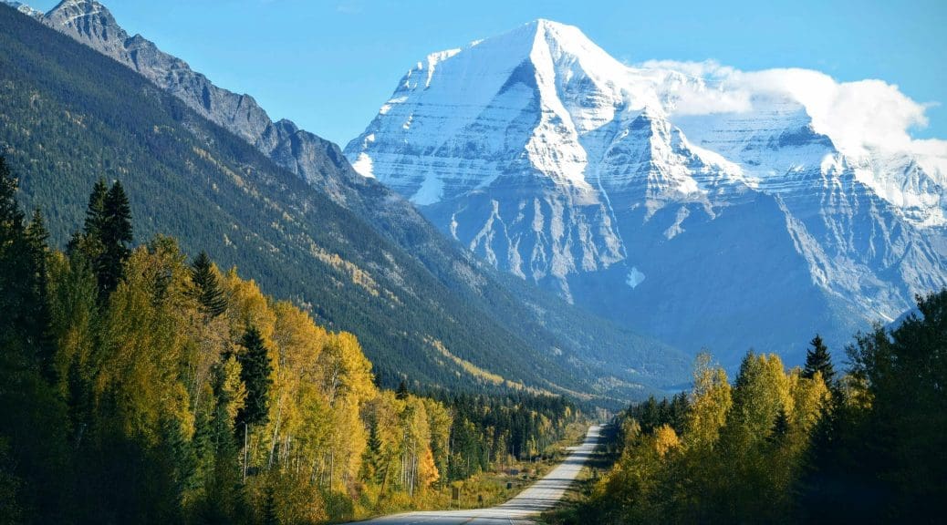 Driving through the Alps with mountain views