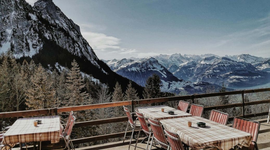 Restaurant with a view of the Alps