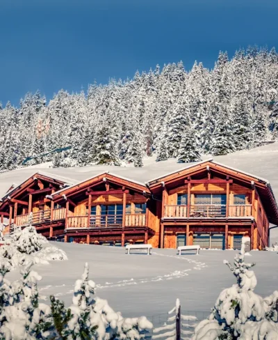 Ski chalets in the Alps